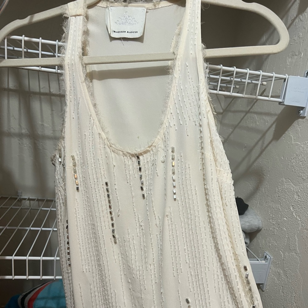 Madison Marcus White Silk Racerback Tank